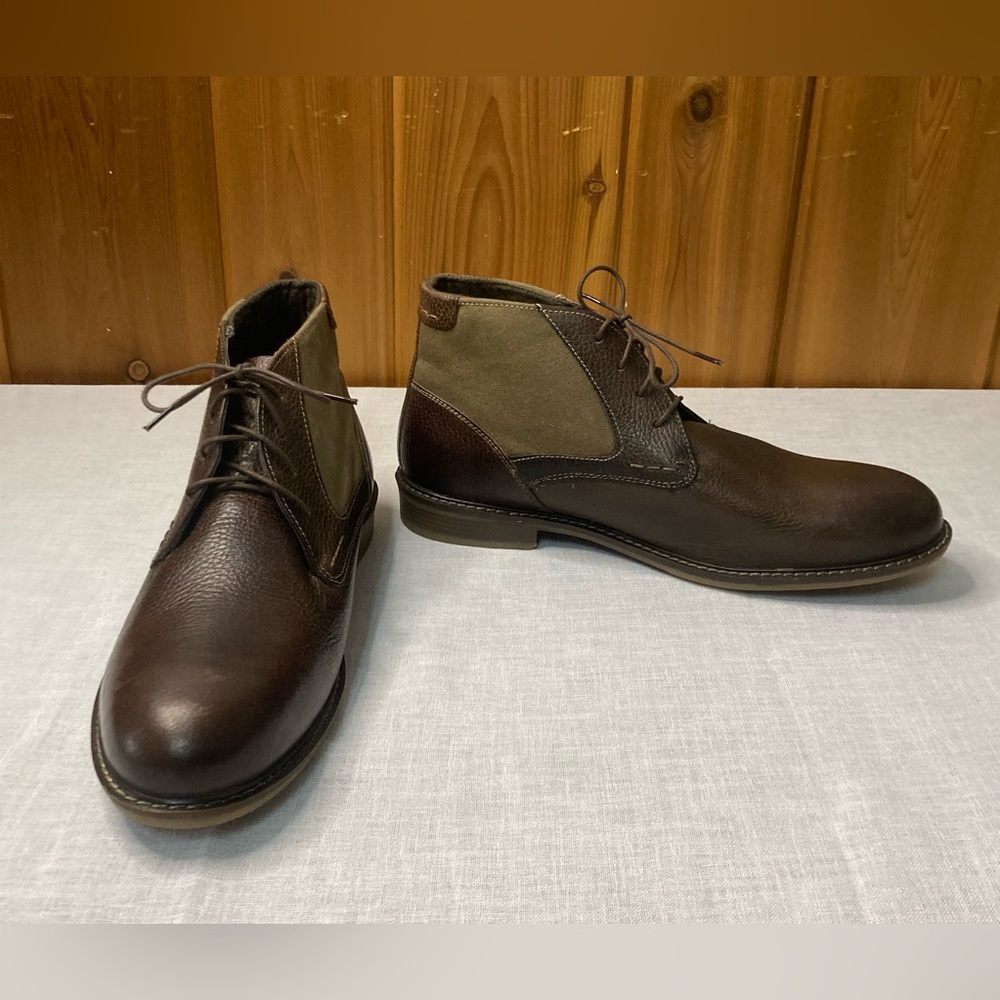 Steve Madden P-Karter Men's Sz 13 Dark Brown Leather Ankle Boots Lace Up NWOB
